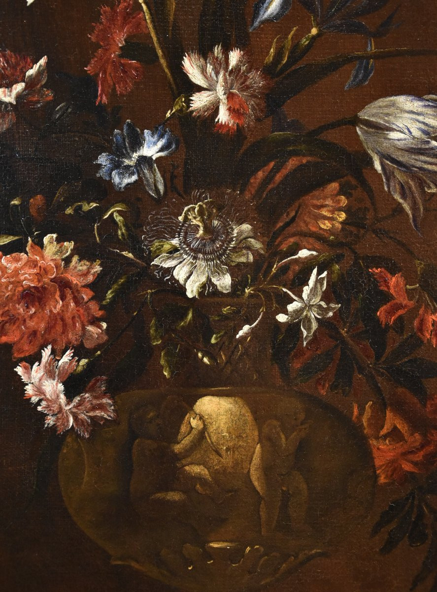 Paolo Porpora (Napoli, 1617 - Roma, 1673), Natura morta con vaso di fiori-photo-2