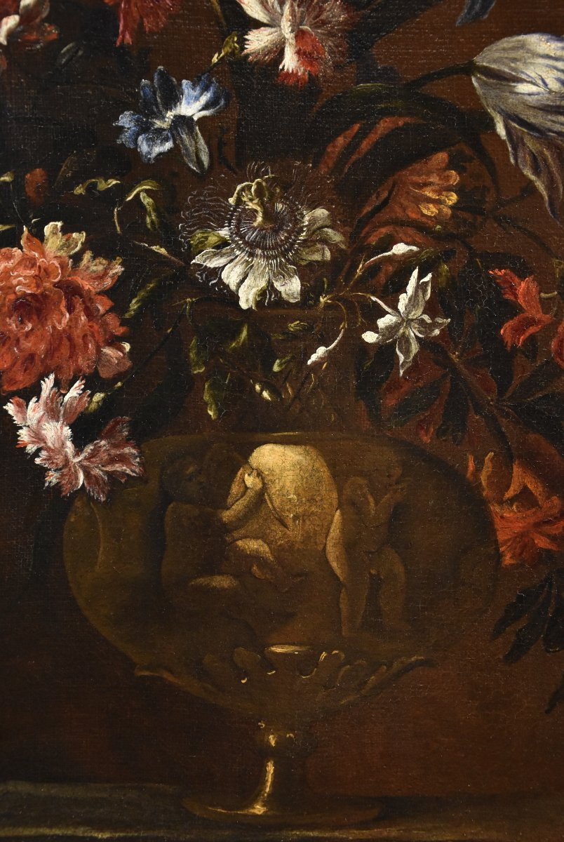 Paolo Porpora (Napoli, 1617 - Roma, 1673), Natura morta con vaso di fiori-photo-2