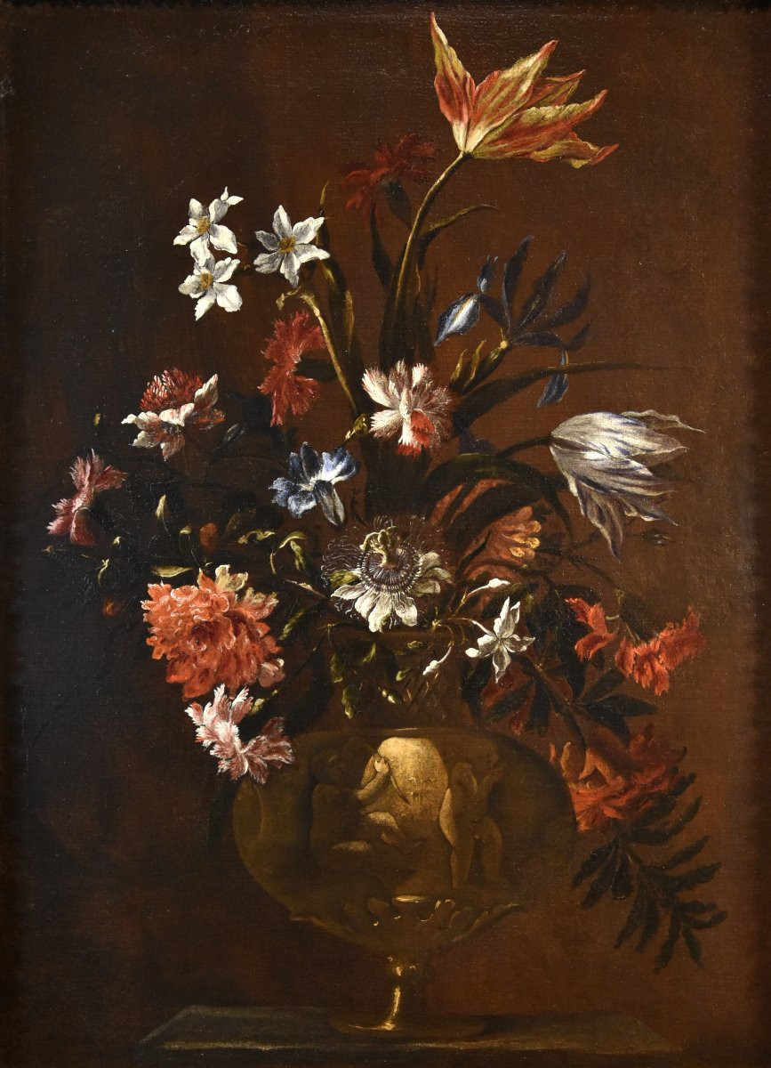 Paolo Porpora (Napoli, 1617 - Roma, 1673), Natura morta con vaso di fiori-photo-5