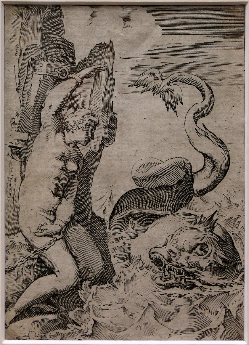 Agostino Carracci (1557-1602) Cerchia di, Andromeda e il mostro marino-photo-1