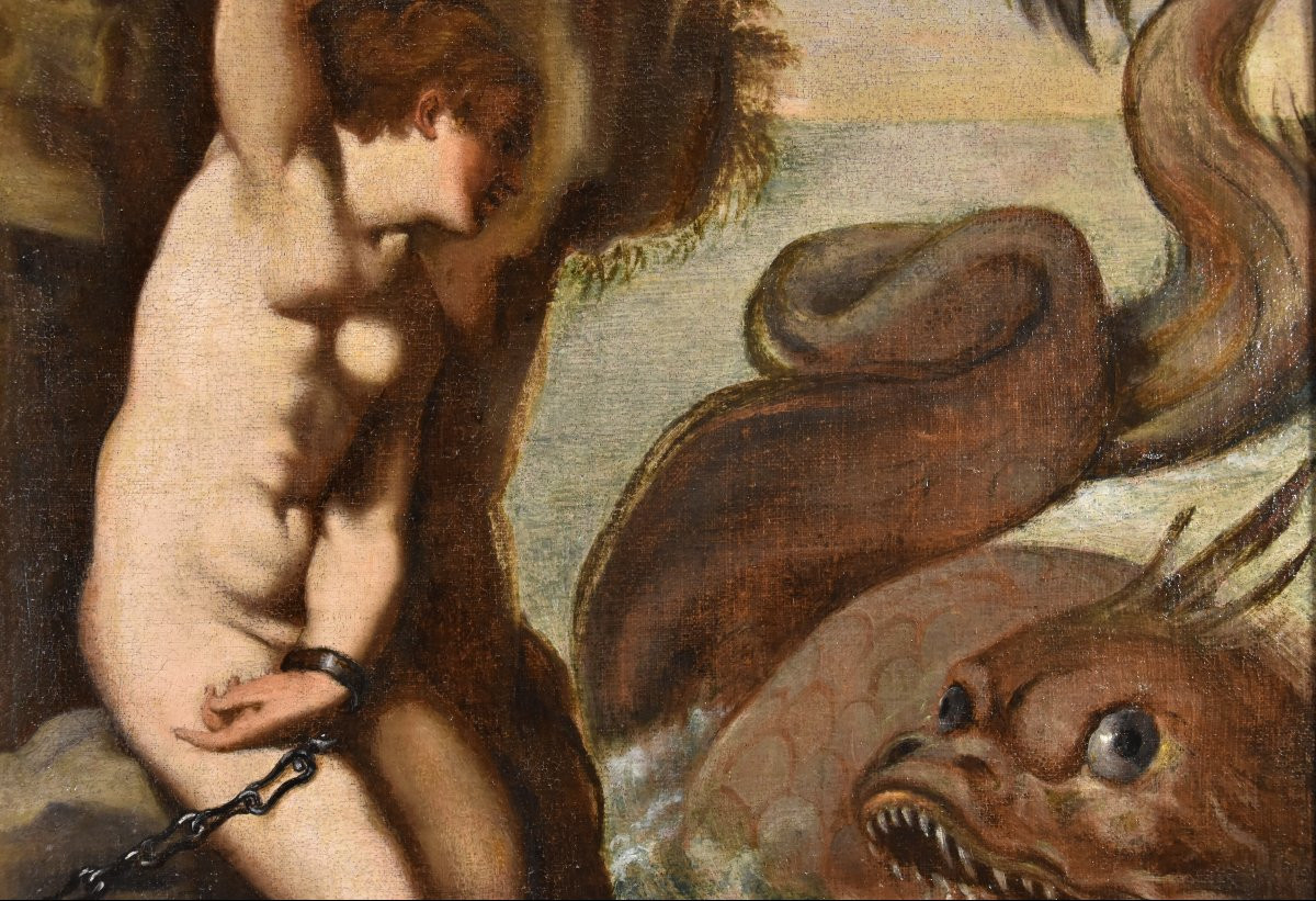 Agostino Carracci (1557-1602) Cerchia di, Andromeda e il mostro marino-photo-5