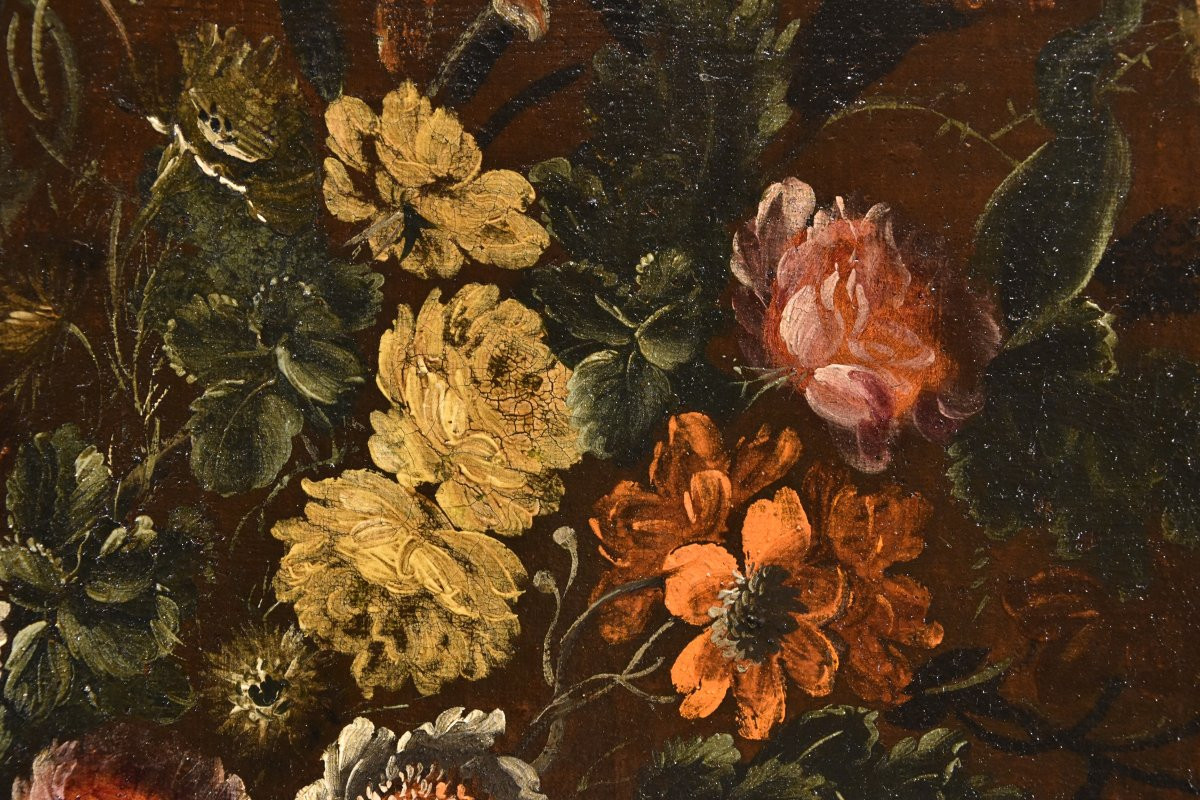 Andrea Scacciati (Firenze 1642–1710) Composizione di fiori entro vaso sbalzato (1 di 3)-photo-5