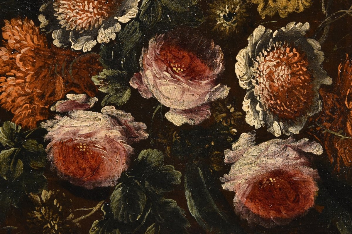 Andrea Scacciati (Firenze 1642–1710) Composizione di fiori entro vaso sbalzato (1 di 3)-photo-7