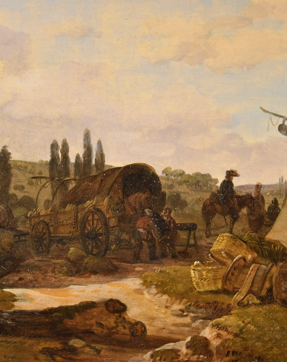 Claude Michel Duplessis (Versailles XVIII sec.), Coppia di dipinti con cavalieri-photo-1