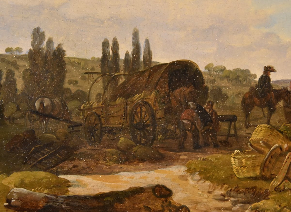 Claude Michel Duplessis (Versailles XVIII sec.), Coppia di dipinti con cavalieri-photo-2