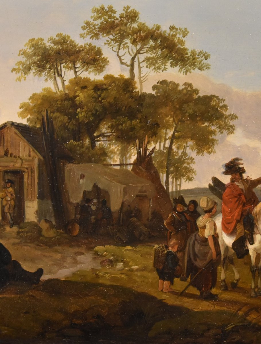 Claude Michel Duplessis (Versailles XVIII sec.), Coppia di dipinti con cavalieri-photo-3