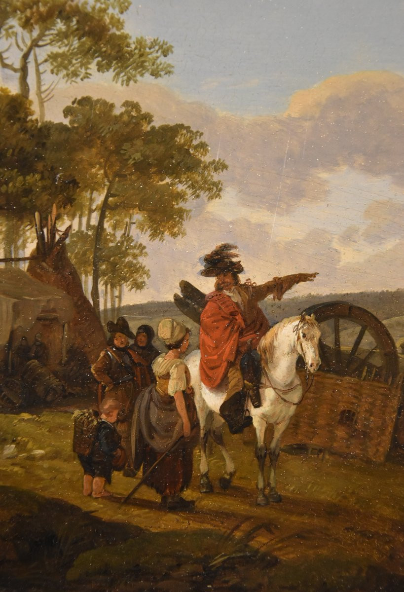 Claude Michel Duplessis (Versailles XVIII sec.), Coppia di dipinti con cavalieri-photo-5