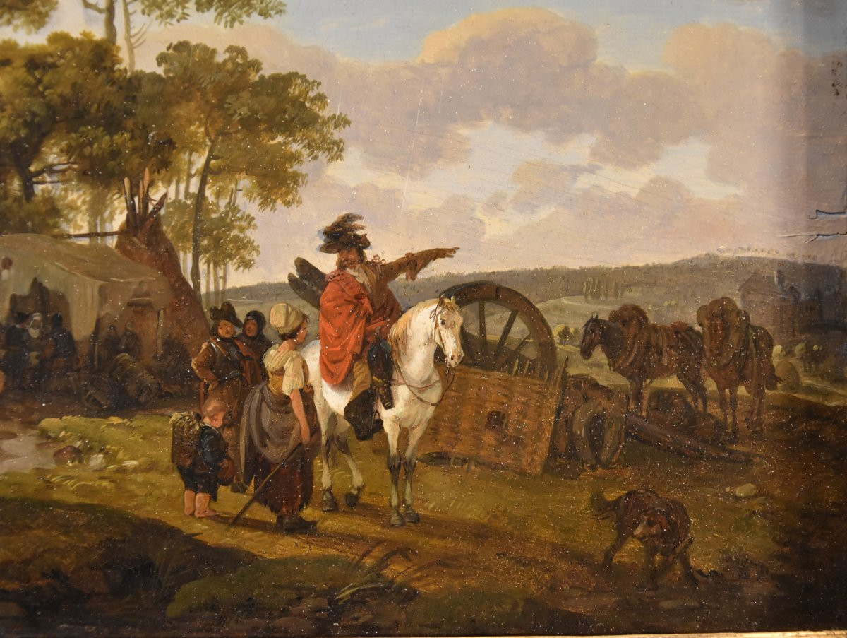 Claude Michel Duplessis (Versailles XVIII sec.), Coppia di dipinti con cavalieri-photo-6