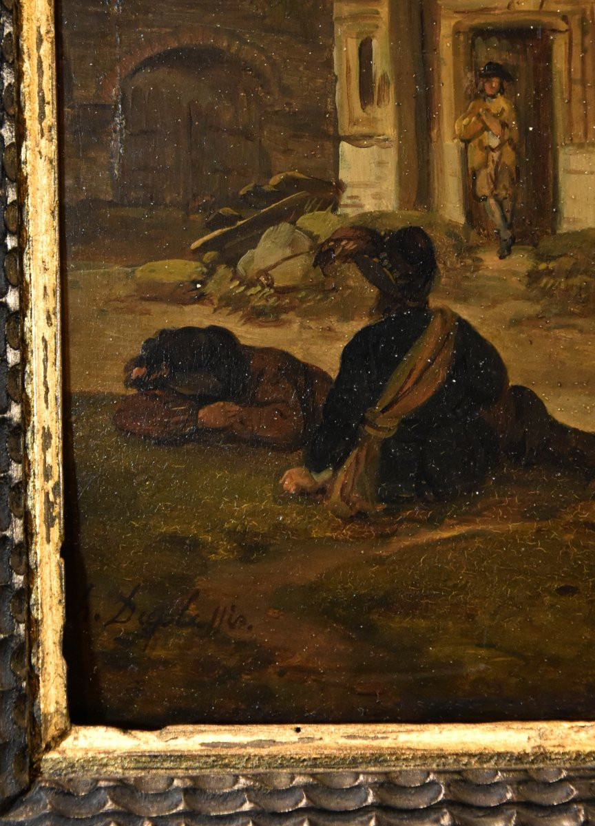 Claude Michel Duplessis (Versailles XVIII sec.), Coppia di dipinti con cavalieri-photo-7