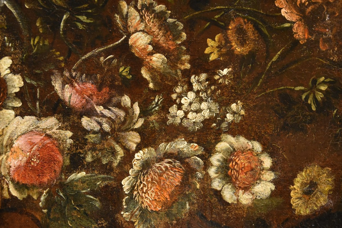 Andrea Scacciati (Firenze 1642 – 1710) Composizione di fiori entro vaso sbalzato (2 di 3)-photo-6