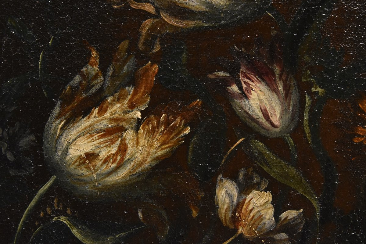 Andrea Scacciati (Firenze 1642 – 1710) Composizione di fiori entro vaso sbalzato (3 di 3)-photo-6