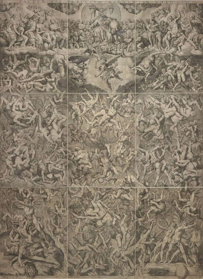 San Michele Arcangelo scaccia gli angeli ribelli, Scuola romana del XVII/XVIII secolo-photo-7