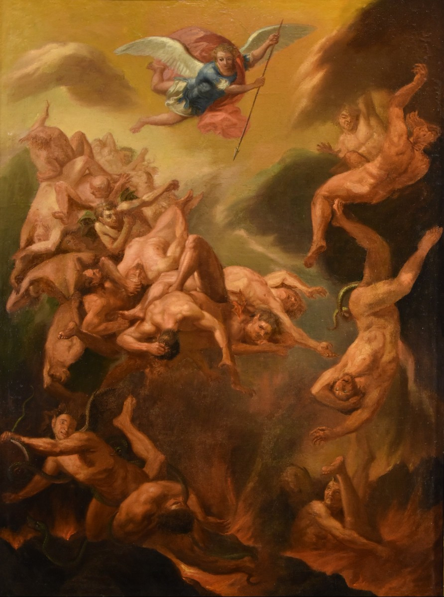 San Michele Arcangelo scaccia gli angeli ribelli, Scuola romana del XVII/XVIII secolo