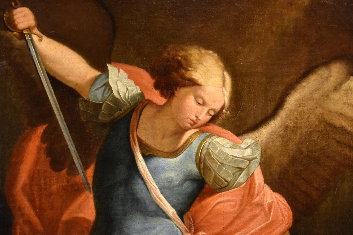 L’Arcangelo Michele, Guido Reni (Bologna 1575 - 1642) Bottega/Seguace di-photo-4