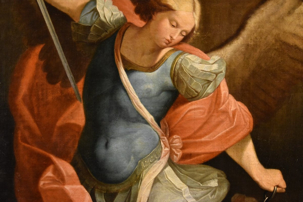 L’Arcangelo Michele, Guido Reni (Bologna 1575 - 1642) Bottega/Seguace di-photo-2