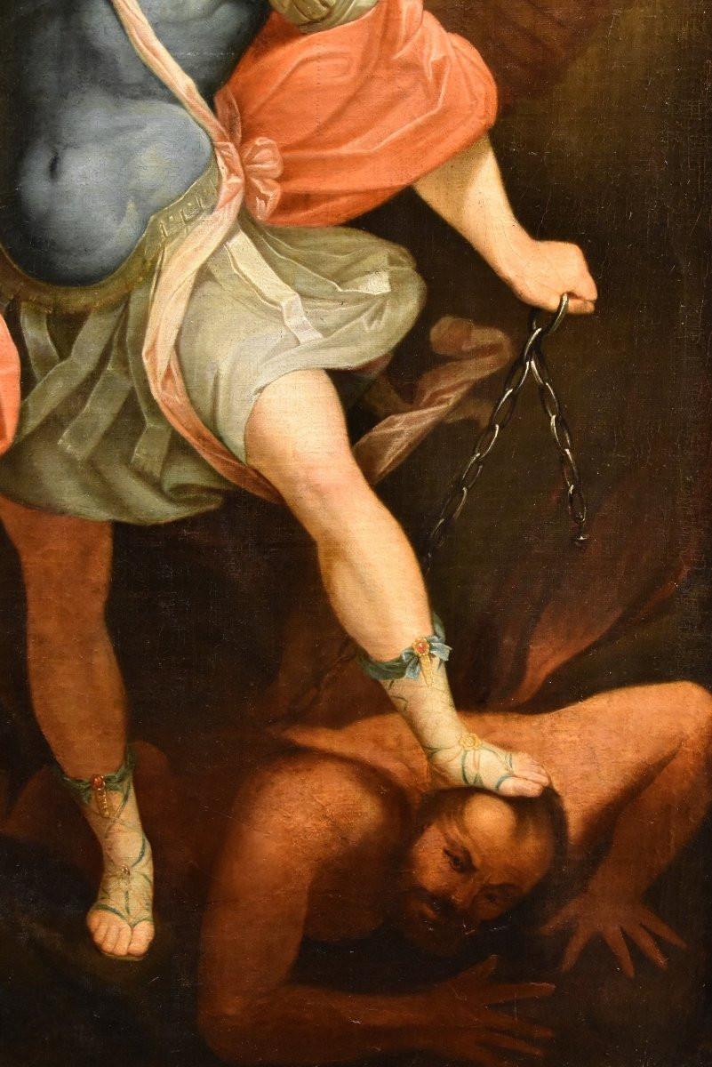 L’Arcangelo Michele, Guido Reni (Bologna 1575 - 1642) Bottega/Seguace di-photo-3