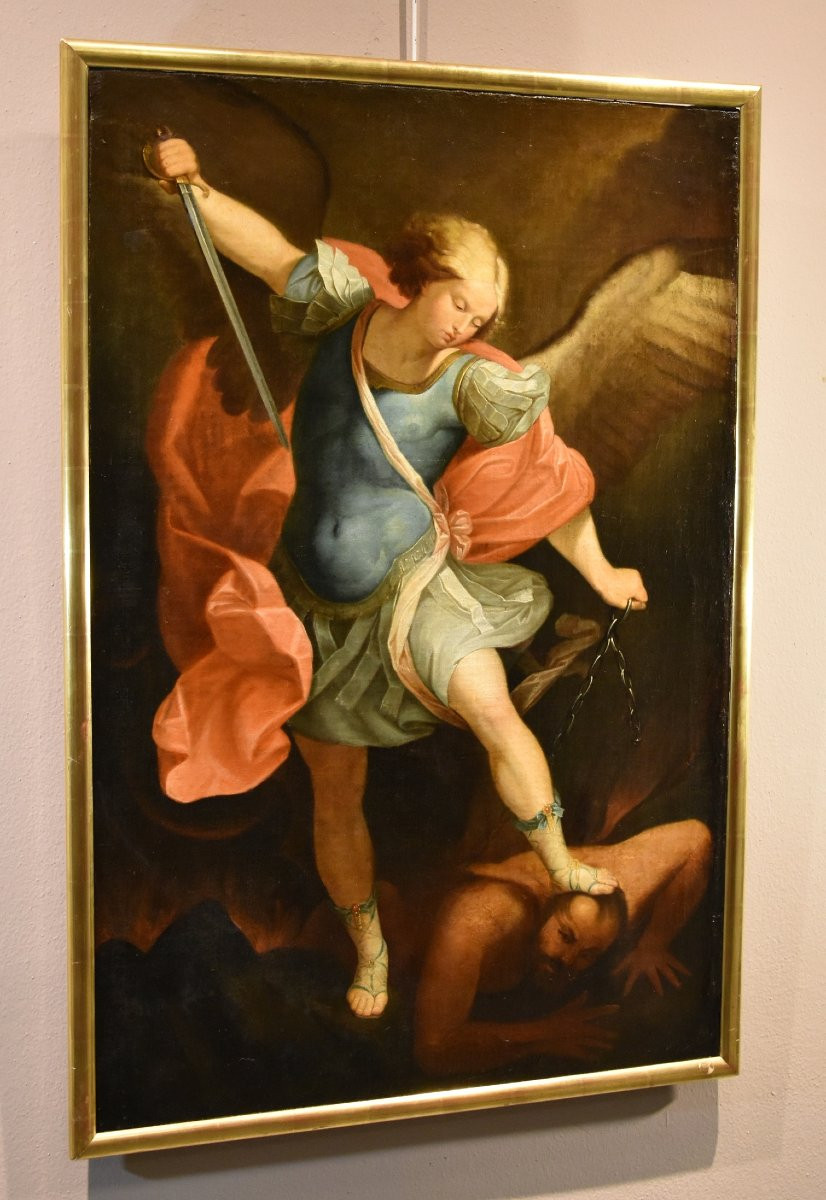 L’Arcangelo Michele, Guido Reni (Bologna 1575 - 1642) Bottega/Seguace di-photo-6