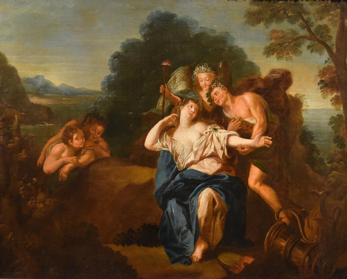 Antoine Coypel (Parigi 1661 - 1722) Bottega Idillio tra Dionisio e Arianna-photo-2