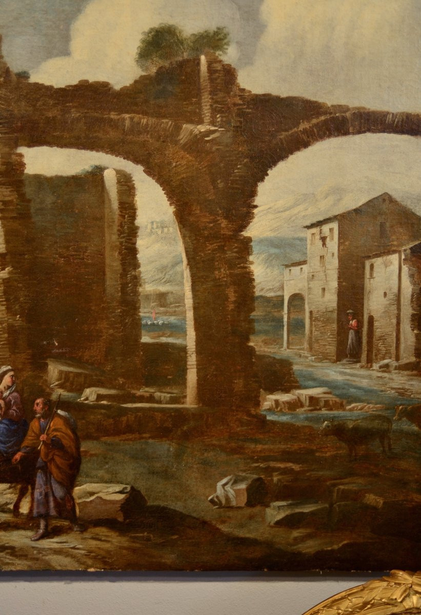 Antonio Travi (Sestri Ponente 1608 - Genova 1665), Paesaggio con rovine e scena biblica-photo-4