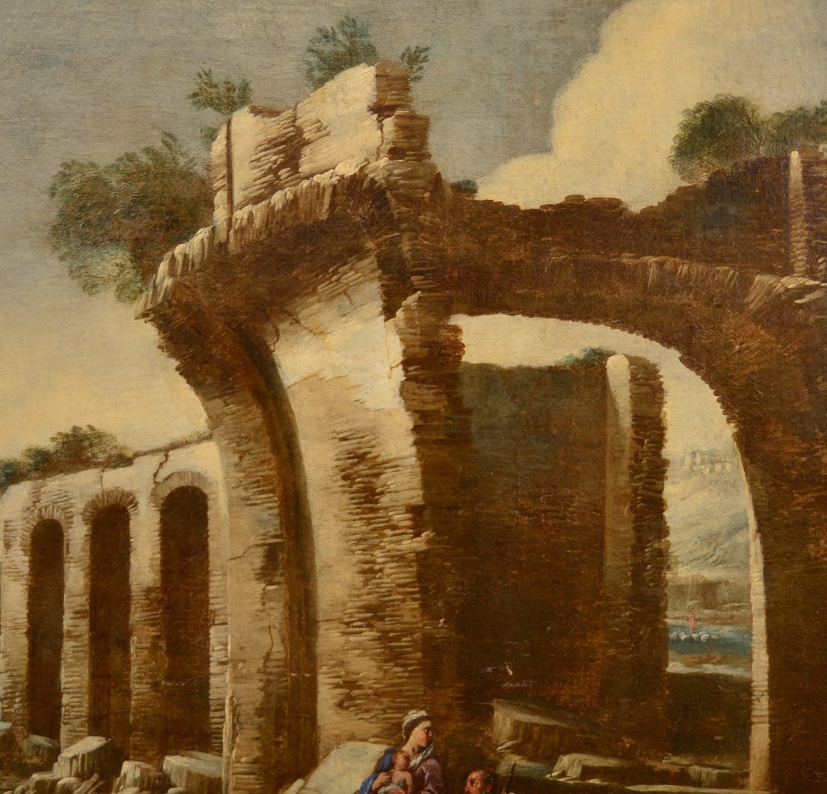 Antonio Travi (Sestri Ponente 1608 - Genova 1665), Paesaggio con rovine e scena biblica-photo-3
