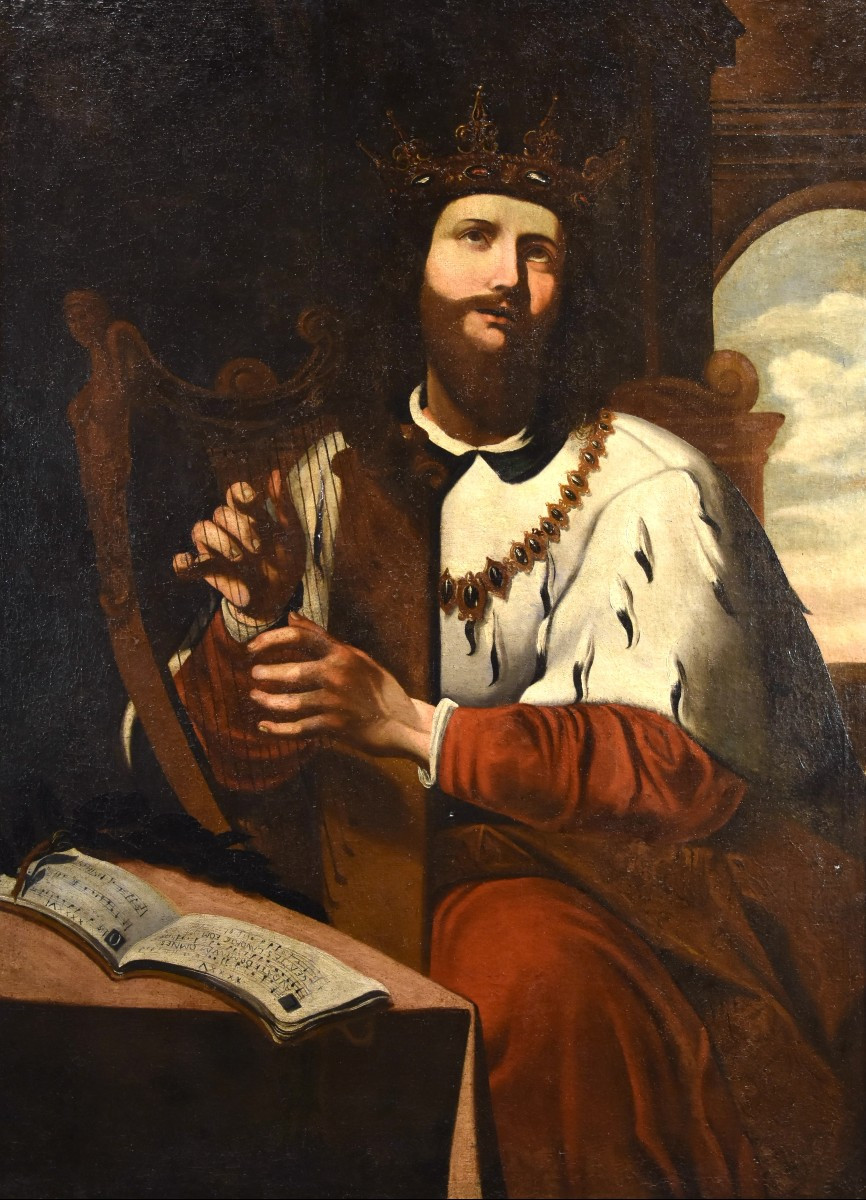 Re Davide che suona l'arpa, Ignazio de Ríes (Siviglia, 1612 - 1661) attribuibile