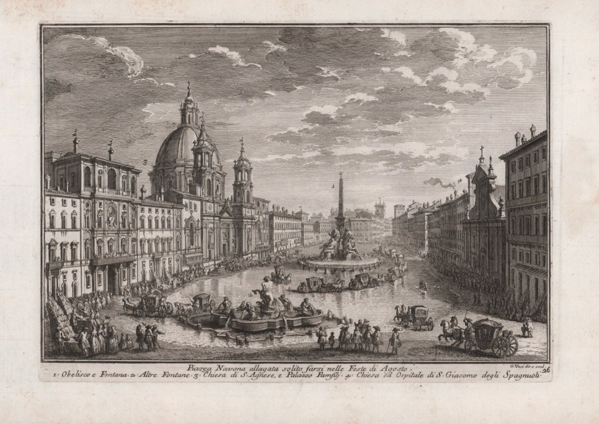Veduta di Roma con Piazza Navona allagata, Giacomo Van Lint (Roma 1723 - 1790) Attribu-photo-4