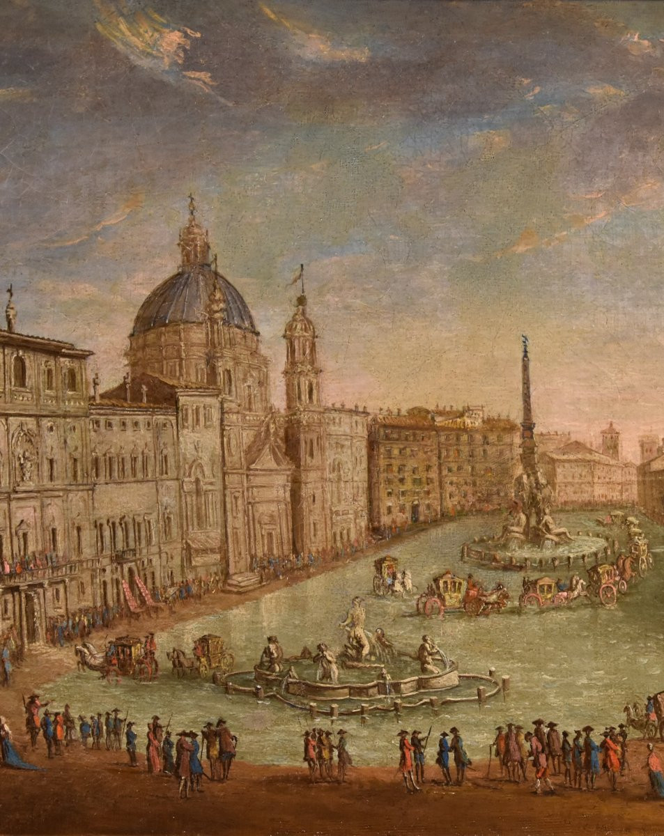 Veduta di Roma con Piazza Navona allagata, Giacomo Van Lint (Roma 1723 - 1790) Attribu-photo-3