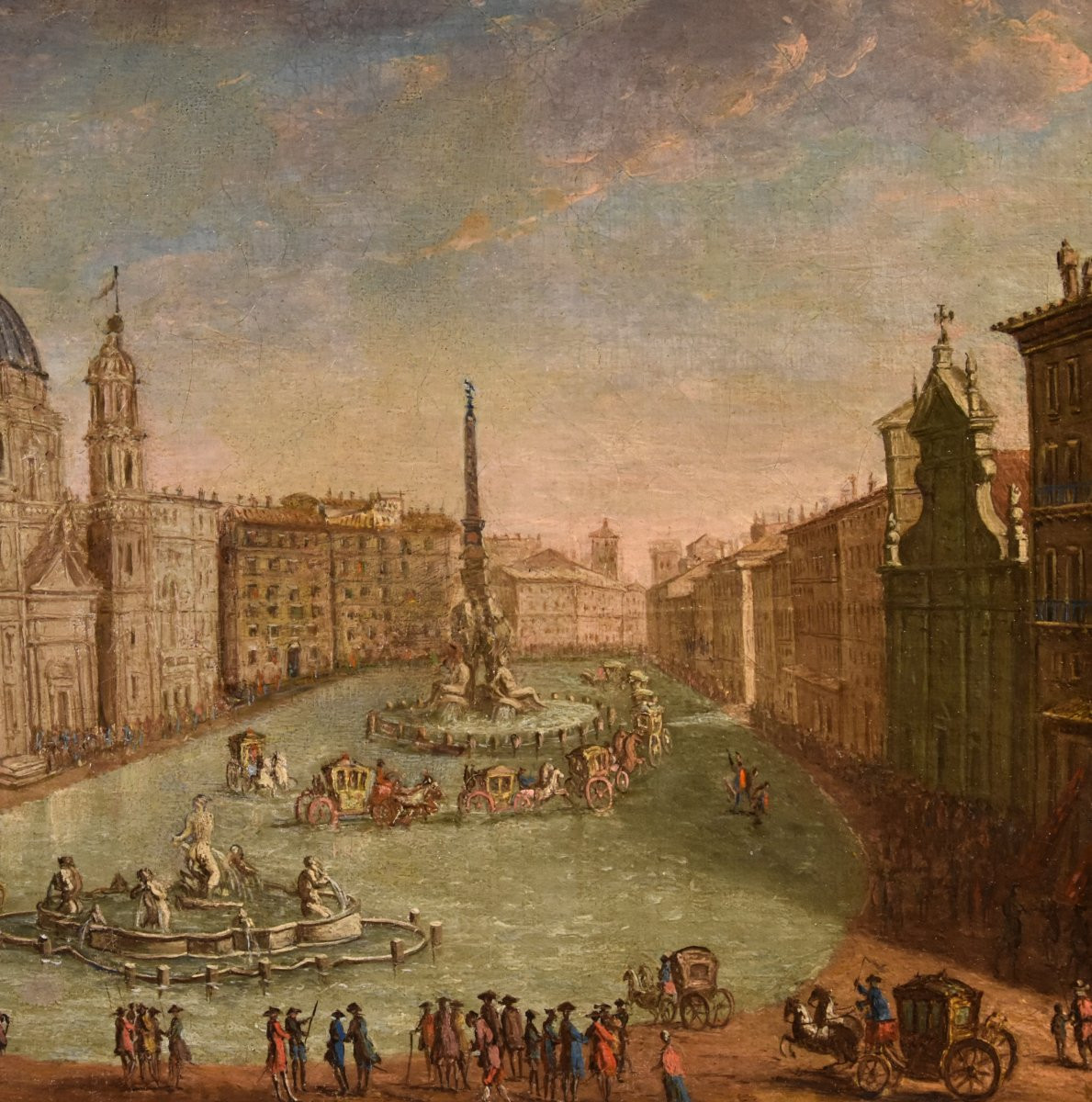 Veduta di Roma con Piazza Navona allagata, Giacomo Van Lint (Roma 1723 - 1790) Attribu-photo-4