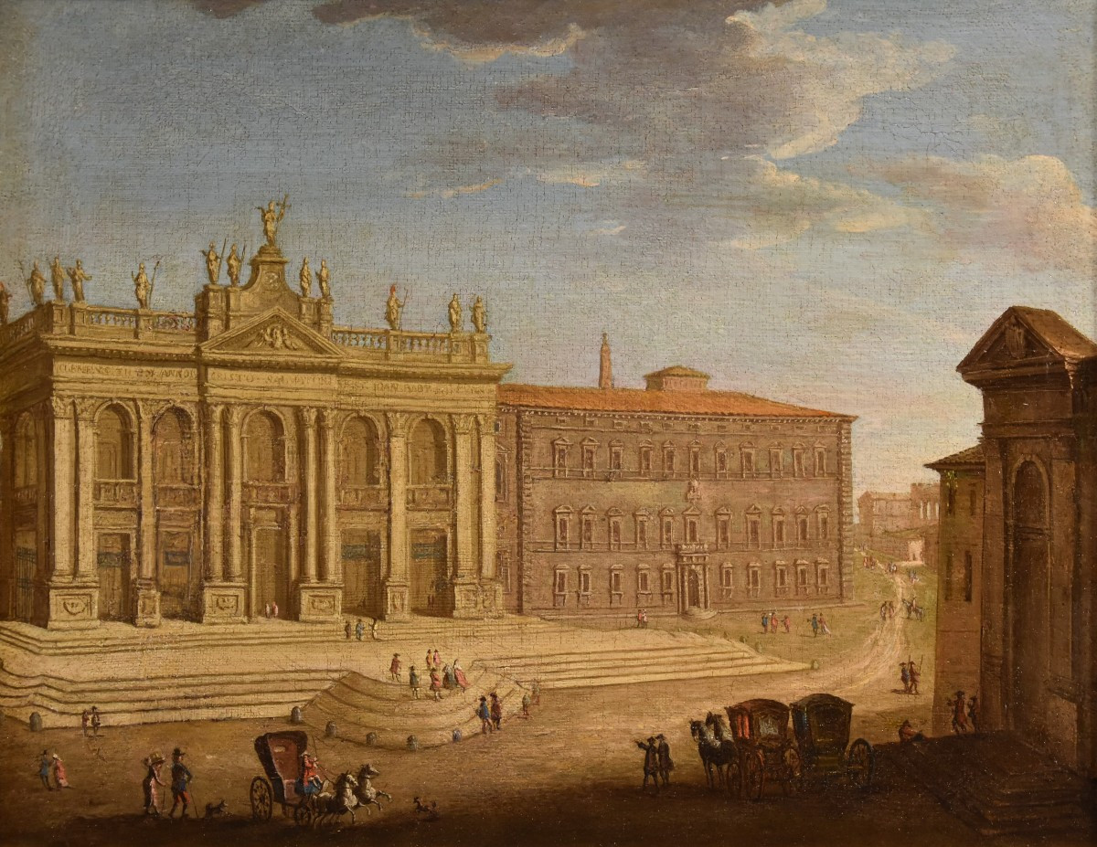 Veduta di Roma con San Giovanni in Laterano, Giacomo Van Lint (Roma 1723 - 1790) Attr.