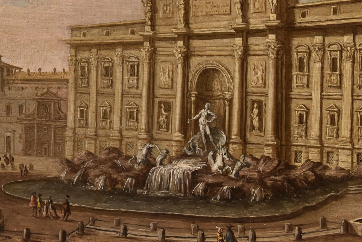  Veduta di Roma con la Fontana di Trevi, Giacomo Van Lint (Roma 1723 - 1790) Attr.-photo-3