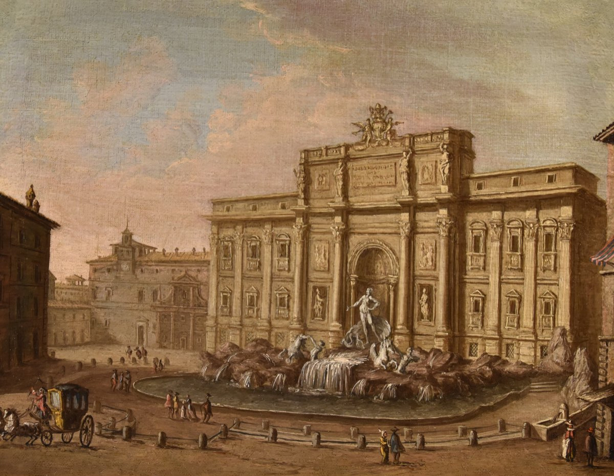  Veduta di Roma con la Fontana di Trevi, Giacomo Van Lint (Roma 1723 - 1790) Attr.-photo-2