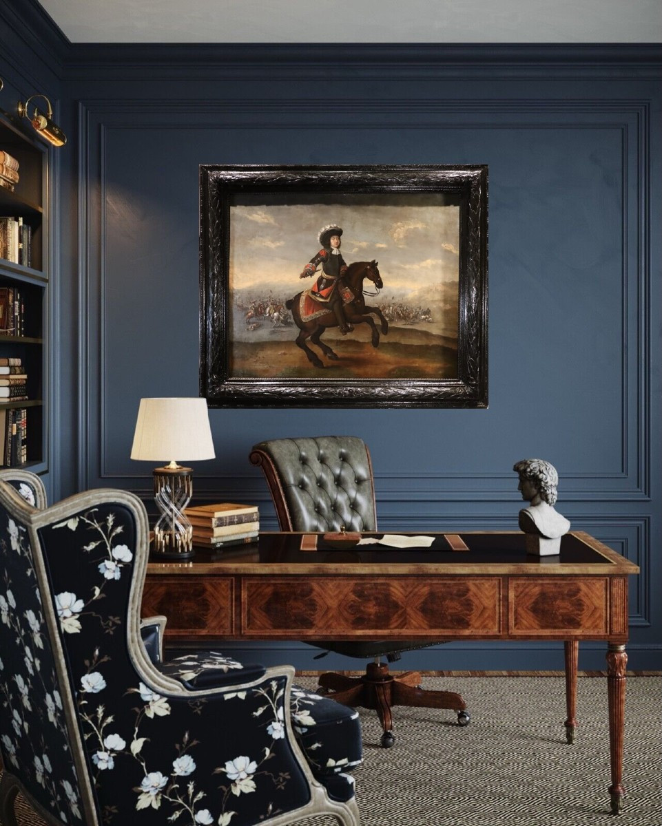 Ritratto equestre con scena di battaglia, Cerchia di Adam Frans van der Meulen (1632 - 1690)-photo-4