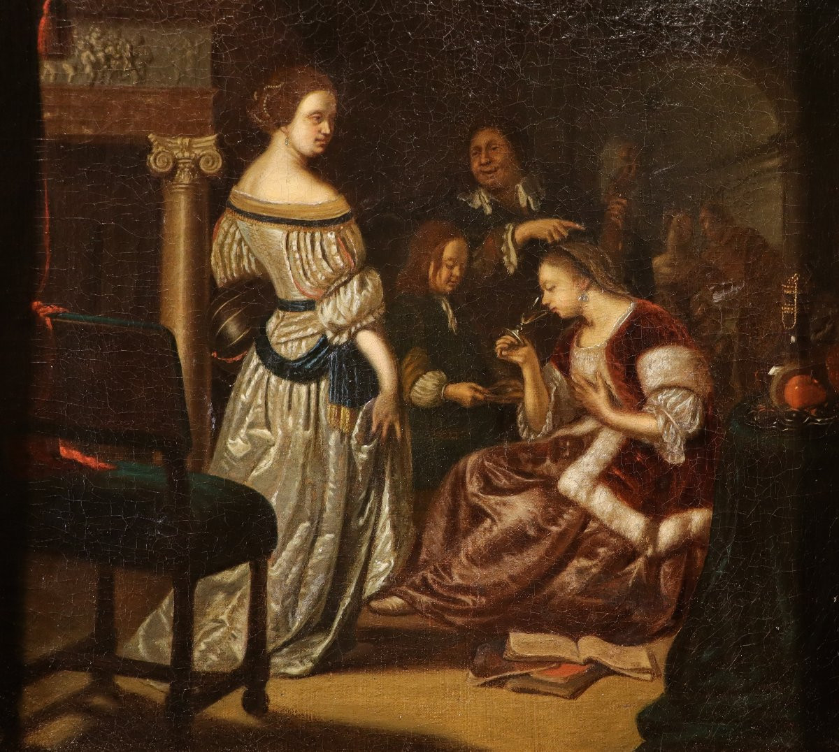 Elegante compagnia in un interno, Frans van Mieris (Leida 1635 - 1681) Bottega-photo-3