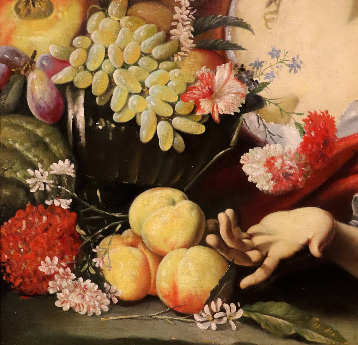 Fanciulla con fiori e frutta, Abraham Brueghel (Anversa 1631 - Napoli 1690) bottega di-photo-6