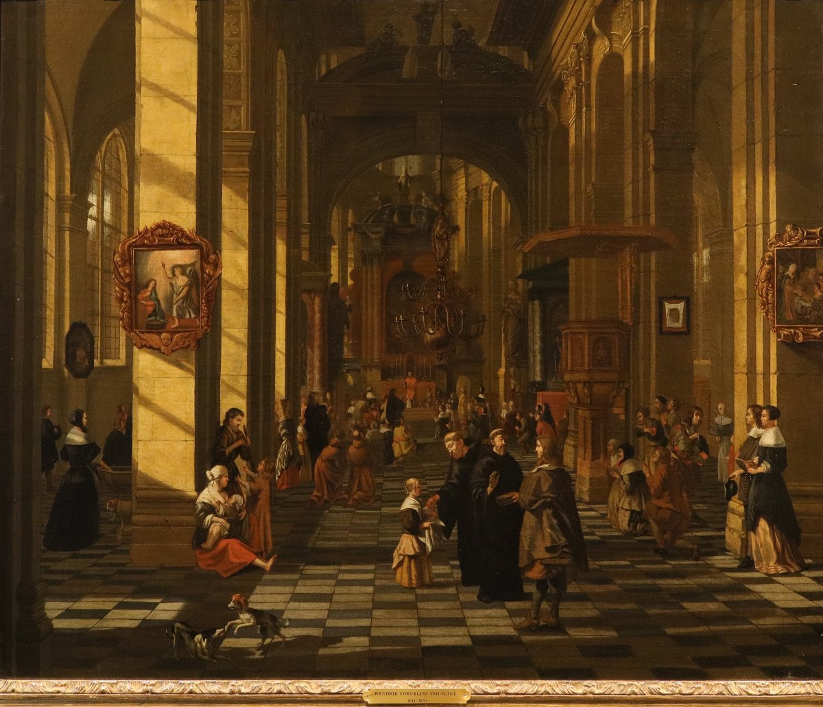 Interno di una chiesa fiamminga, Hendrick Corneliszoon van Vliet (Delft, 1612 – Delft, 1675)-photo-2