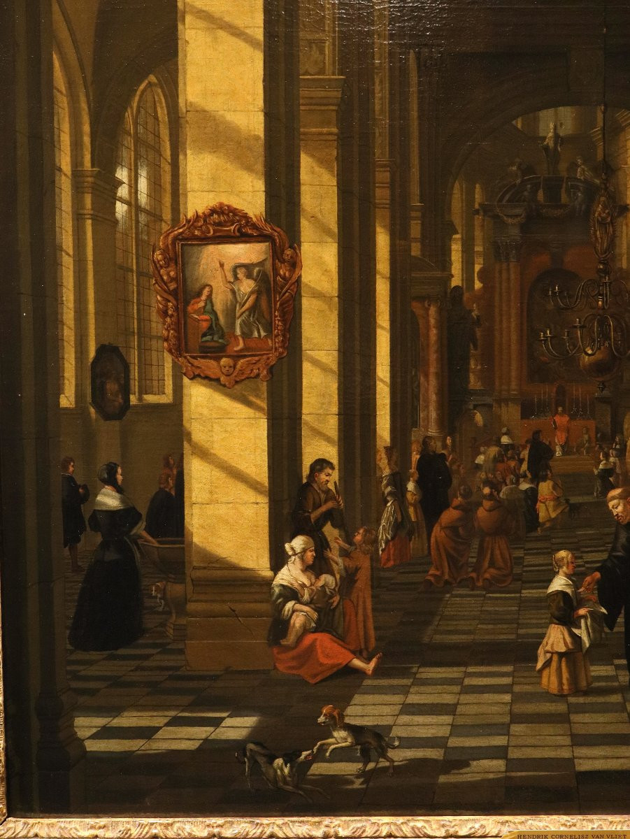 Interno di una chiesa fiamminga, Hendrick Corneliszoon van Vliet (Delft, 1612 – Delft, 1675)-photo-3