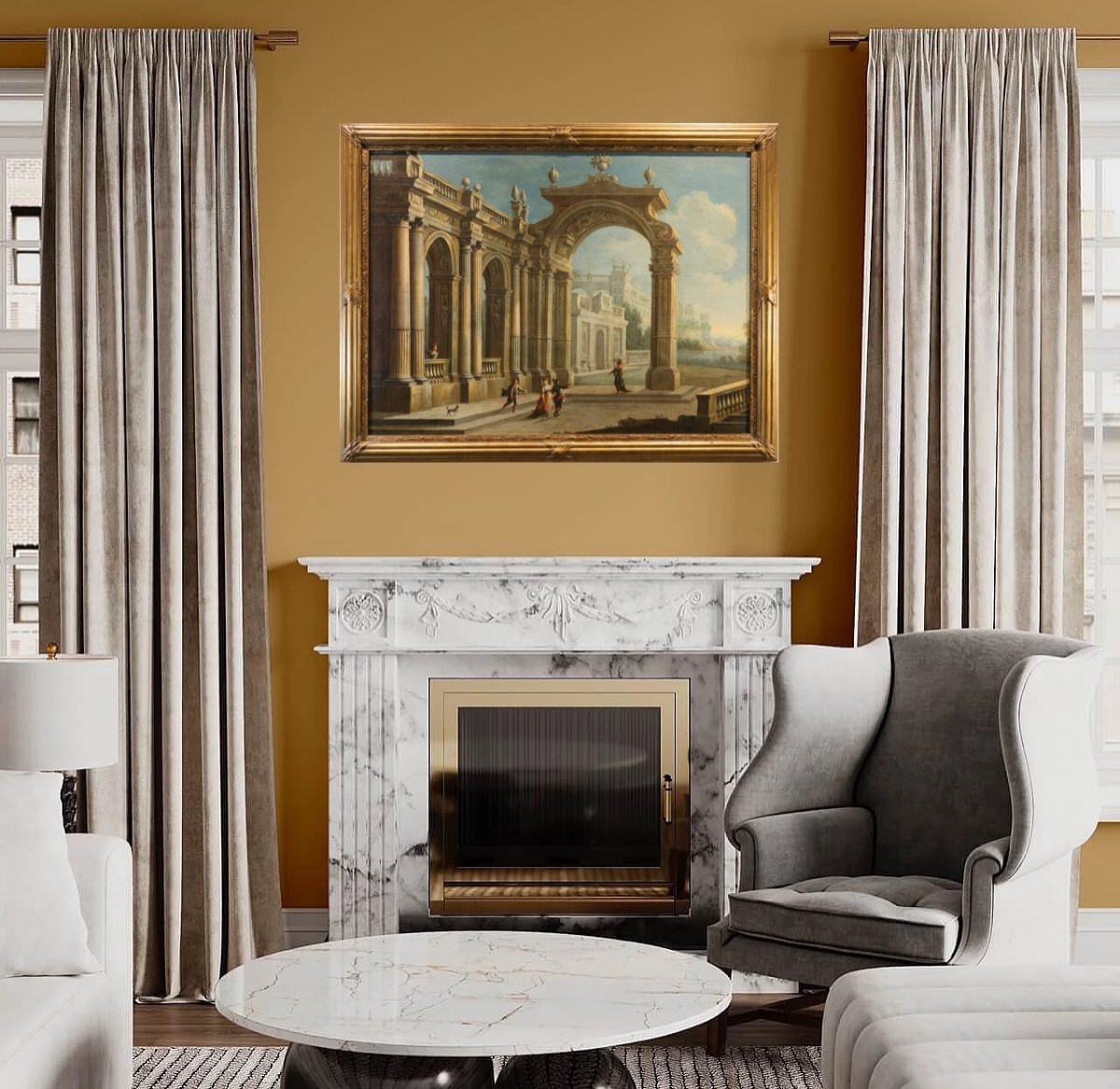 Pier Francesco Garola (Torino 1638 - Roma 1716), Capriccio architettonico con veduta costiera-photo-3