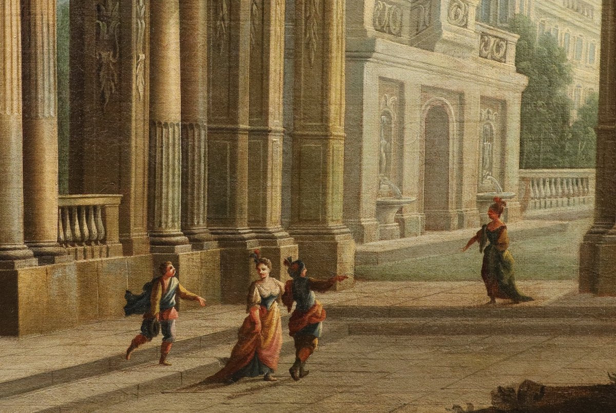 Pier Francesco Garola (Torino 1638 - Roma 1716), Capriccio architettonico con veduta costiera-photo-6