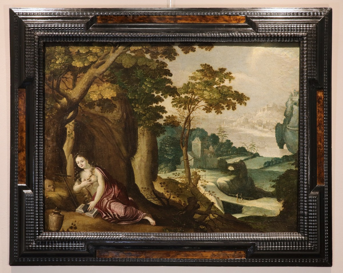 Paesaggio fantastico con Maria Maddalena, Paul Bril (Anversa, 1554 – Roma, 1626) Bottega di