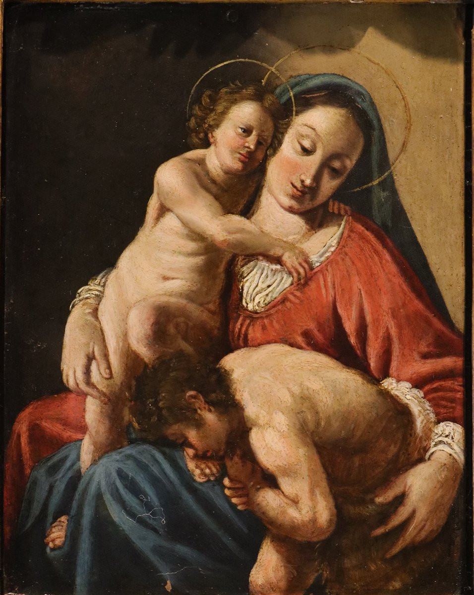Madonna col Bambino e San Giovannino, Antonio Molinari (Venezia, 1655-1704) attribuibile-photo-1