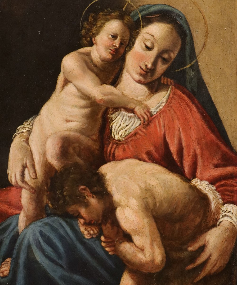 Madonna col Bambino e San Giovannino, Antonio Molinari (Venezia, 1655-1704) attribuibile-photo-2