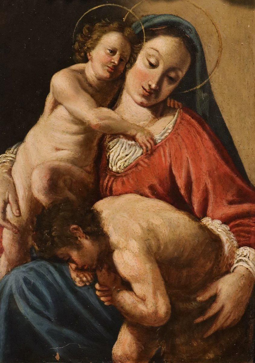 Madonna col Bambino e San Giovannino, Antonio Molinari (Venezia, 1655-1704) attribuibile-photo-4
