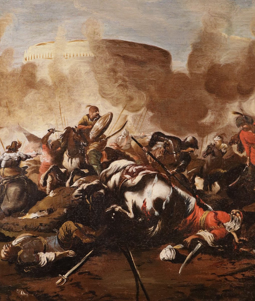 Jacques Courtois il Borgognone, Coppia di battaglie  tra cavalieri-photo-3