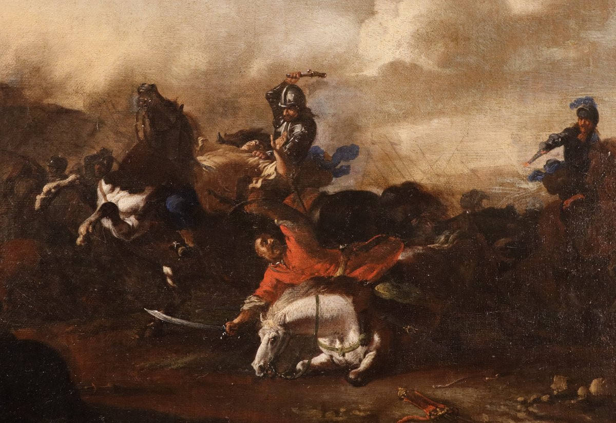 Jacques Courtois il Borgognone, Coppia di battaglie  tra cavalieri-photo-5