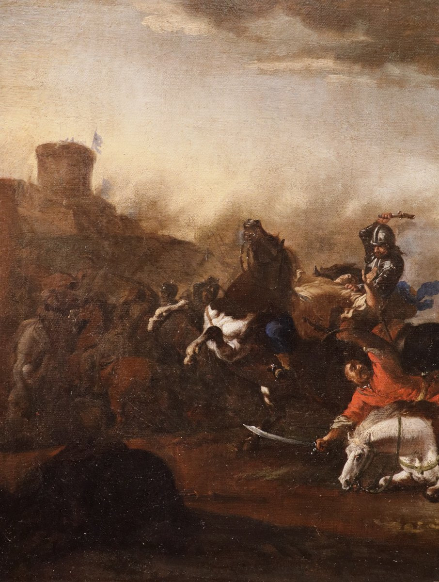 Jacques Courtois il Borgognone, Coppia di battaglie  tra cavalieri-photo-6