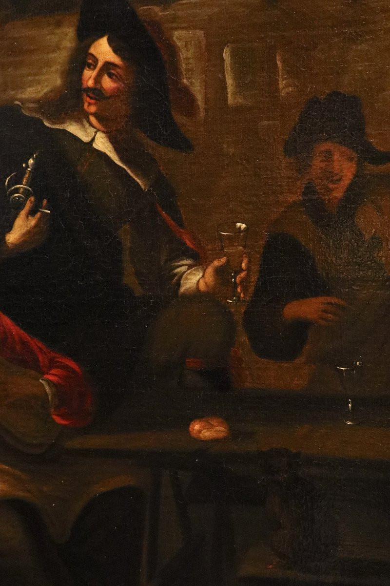 Compagnia di suonatori in una locanda, Caravaggesco attivo a Roma nel XVII secolo-photo-4