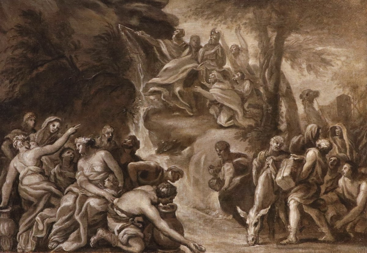 Mosè fa scaturire l'acqua dalle rocce, Scuola romana del XVII secolo (Bozzetto preparatorio)-photo-2