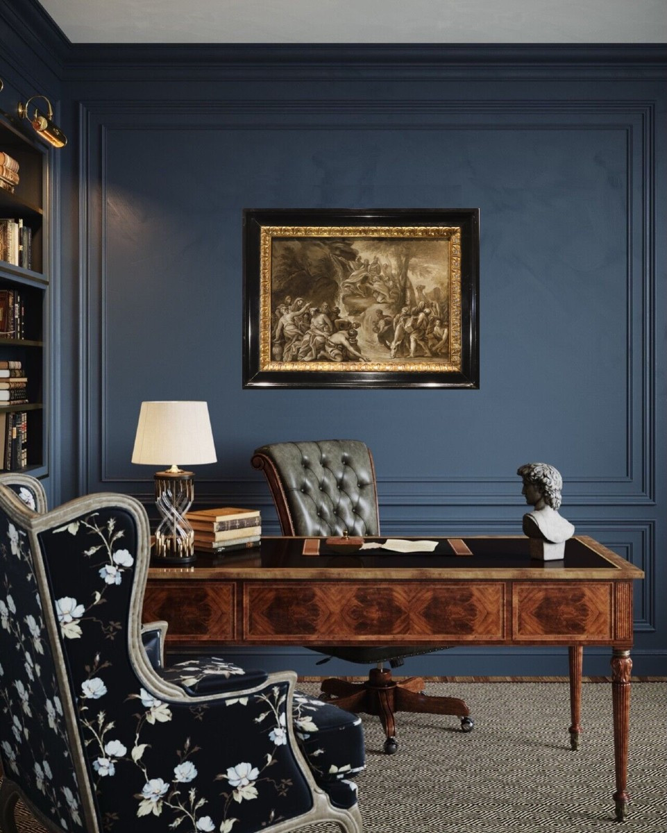 Mosè fa scaturire l'acqua dalle rocce, Scuola romana del XVII secolo (Bozzetto preparatorio)-photo-1