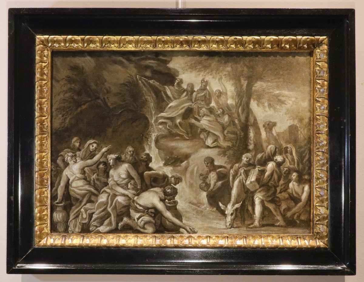 Mosè fa scaturire l'acqua dalle rocce, Scuola romana del XVII secolo (Bozzetto preparatorio)