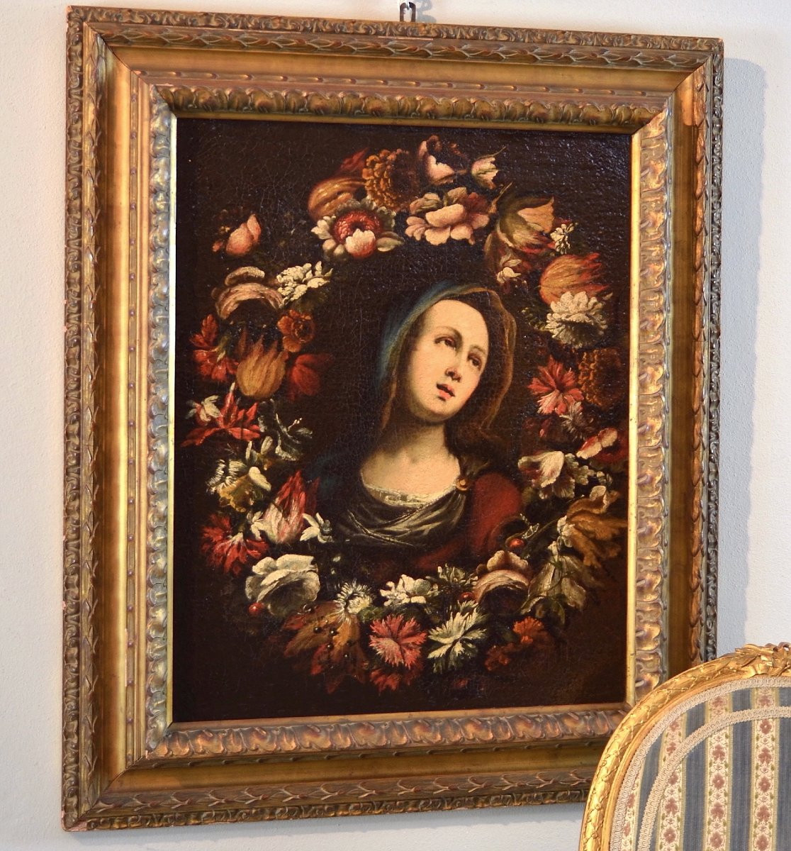 Ghirlanda di fiori con la Vergine, Giovanni Stanchi (Roma 1608 - 1675) bottega di-photo-2